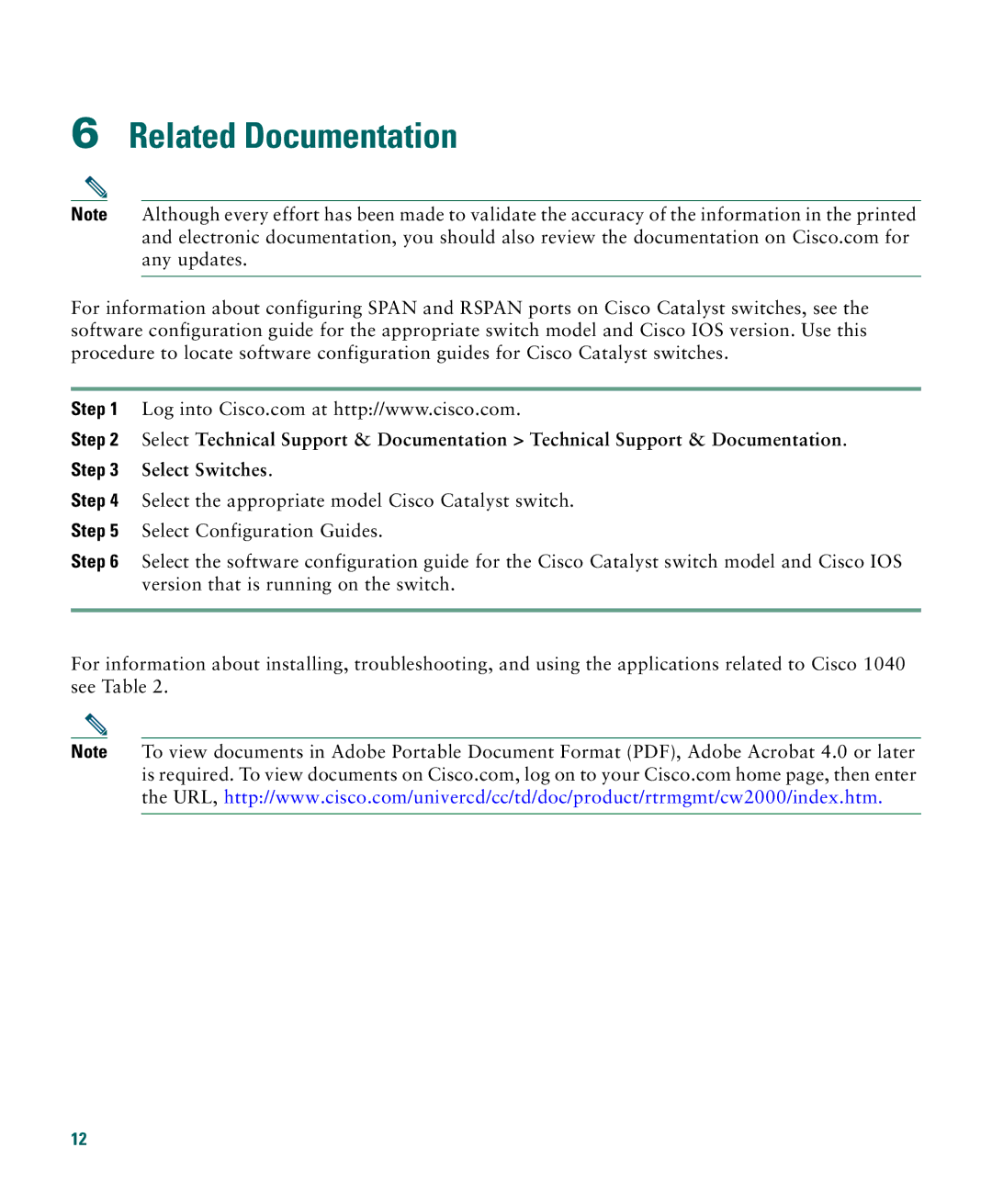 Cisco Systems 1040 manual Related Documentation 