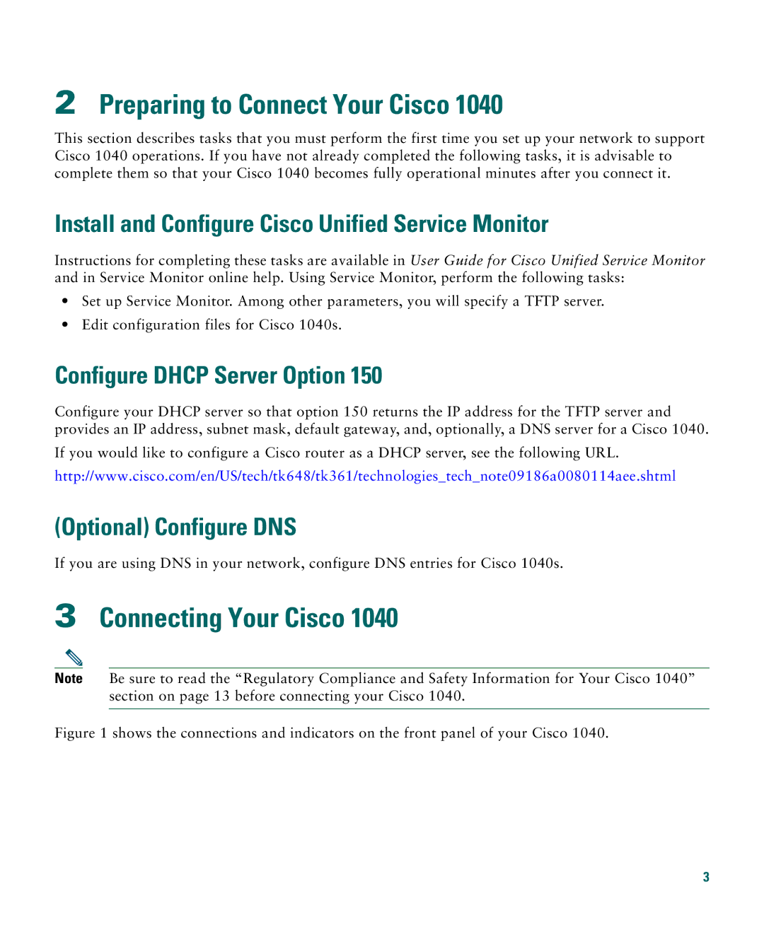 Cisco Systems 1040 quick start Preparing to Connect Your Cisco, Connecting Your Cisco, Configure Dhcp Server Option 