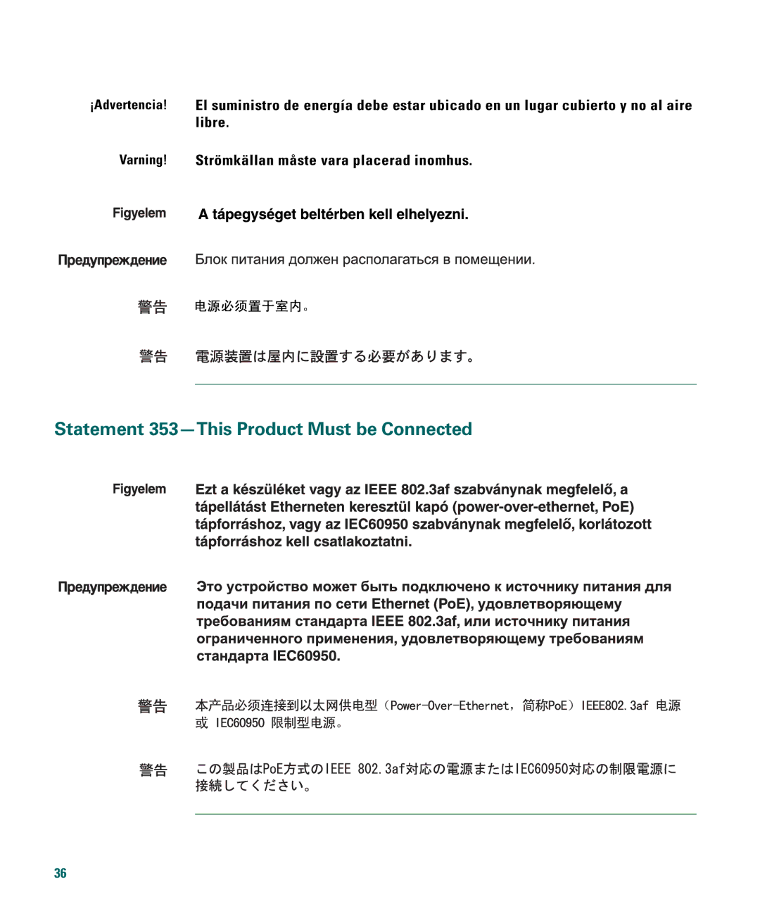 Cisco Systems 1040 quick start Statement 353-This Product Must be Connected 