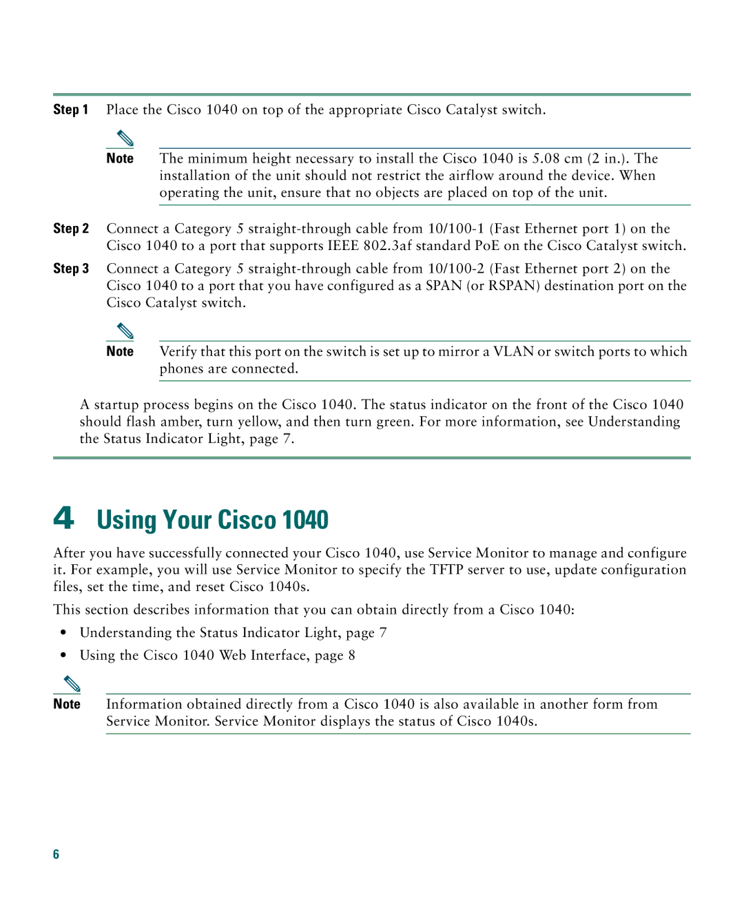 Cisco Systems 1040 quick start Using Your Cisco 