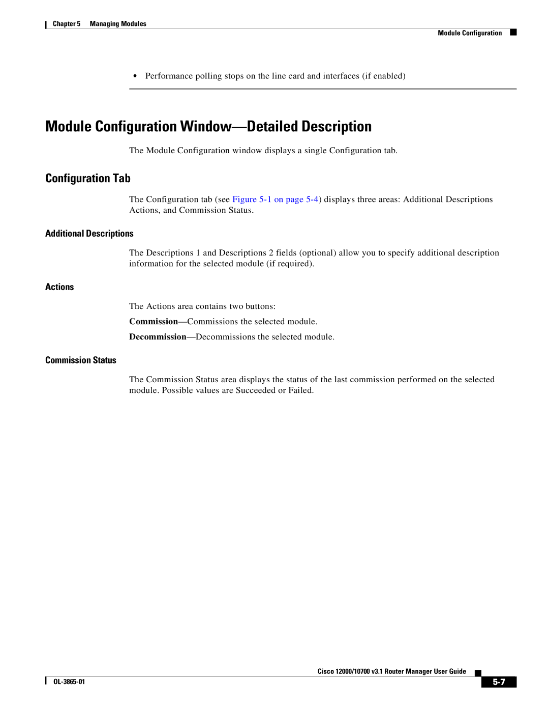 Cisco Systems 10700 manual Module Configuration Window-Detailed Description, Configuration Tab 