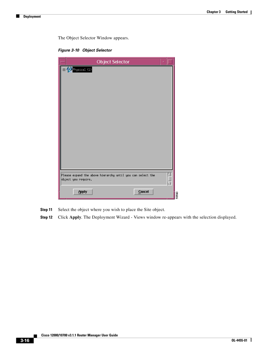 Cisco Systems 10720, 12000 manual Object Selector Window appears 