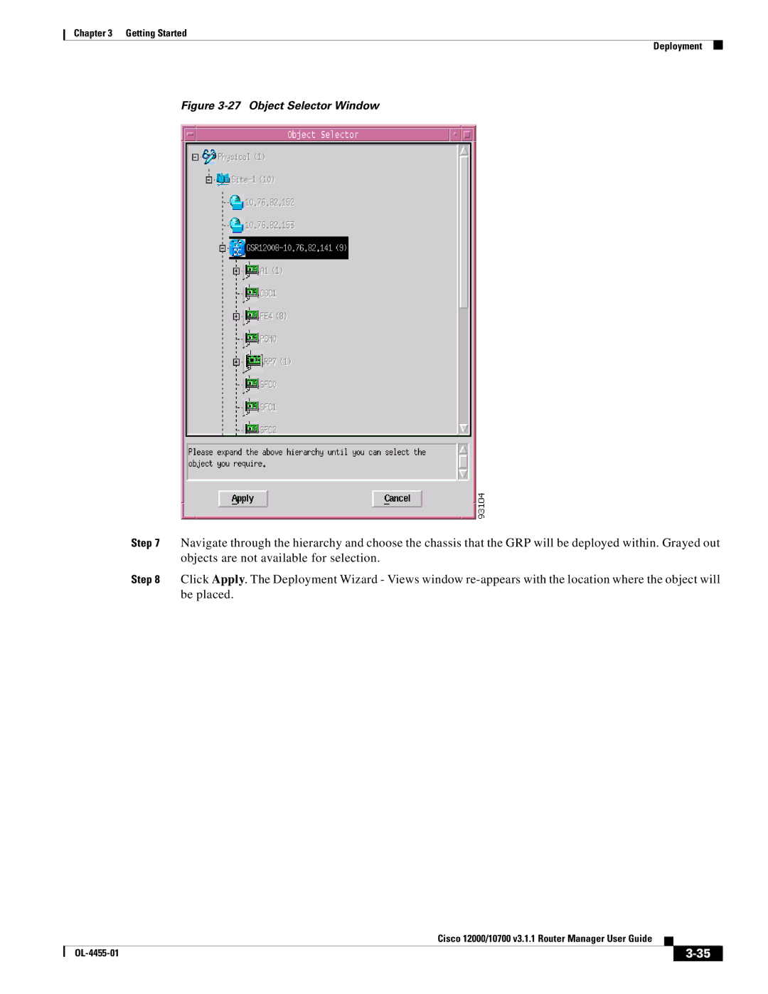 Cisco Systems 12000, 10720 manual Object Selector Window 