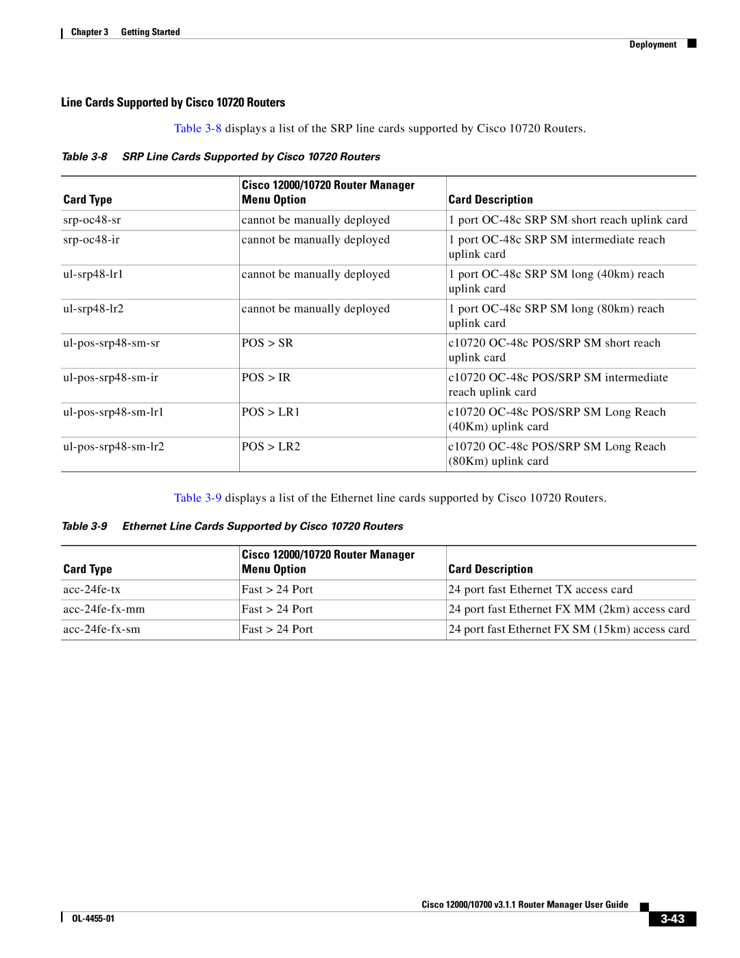 Cisco Systems 12000 manual Line Cards Supported by Cisco 10720 Routers 