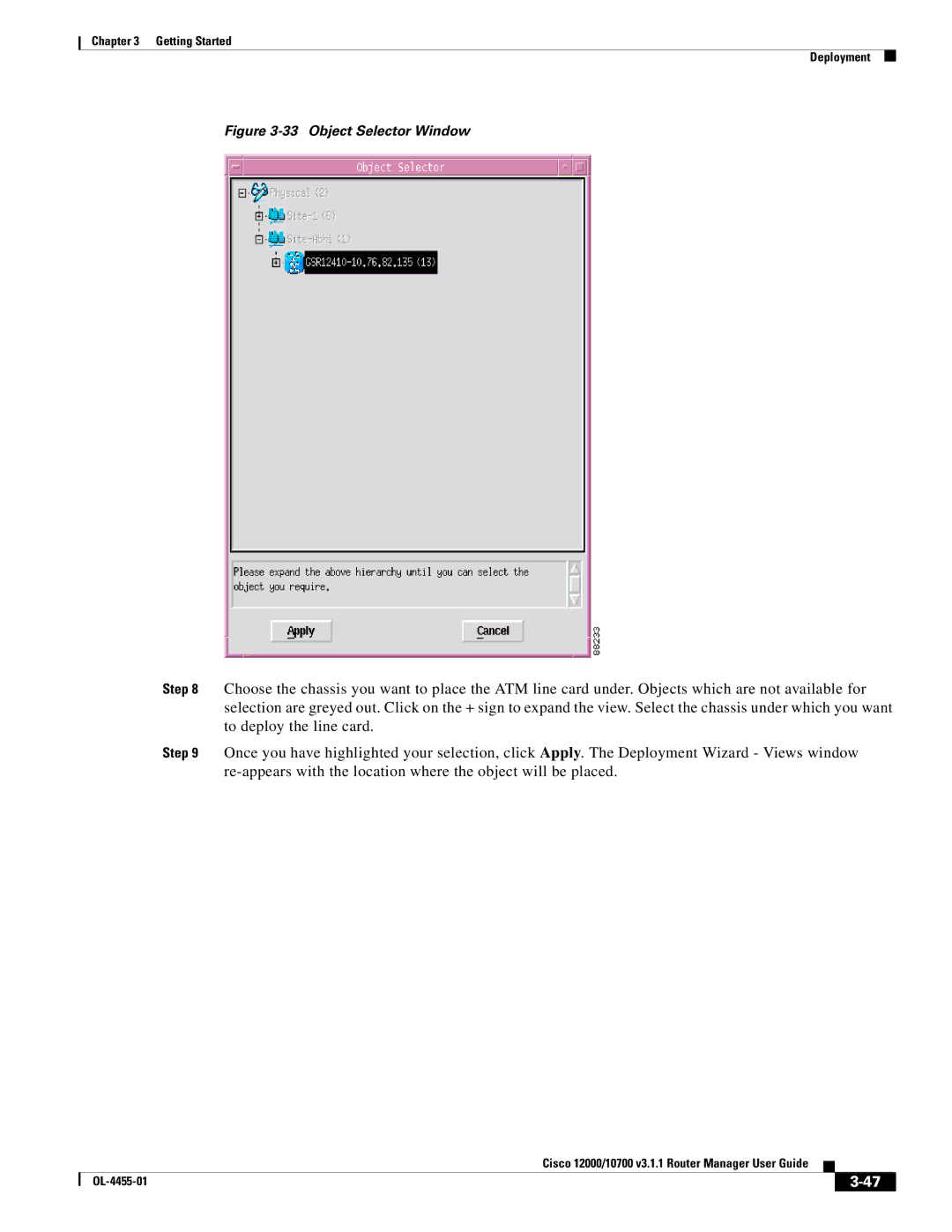 Cisco Systems 12000, 10720 manual Object Selector Window 