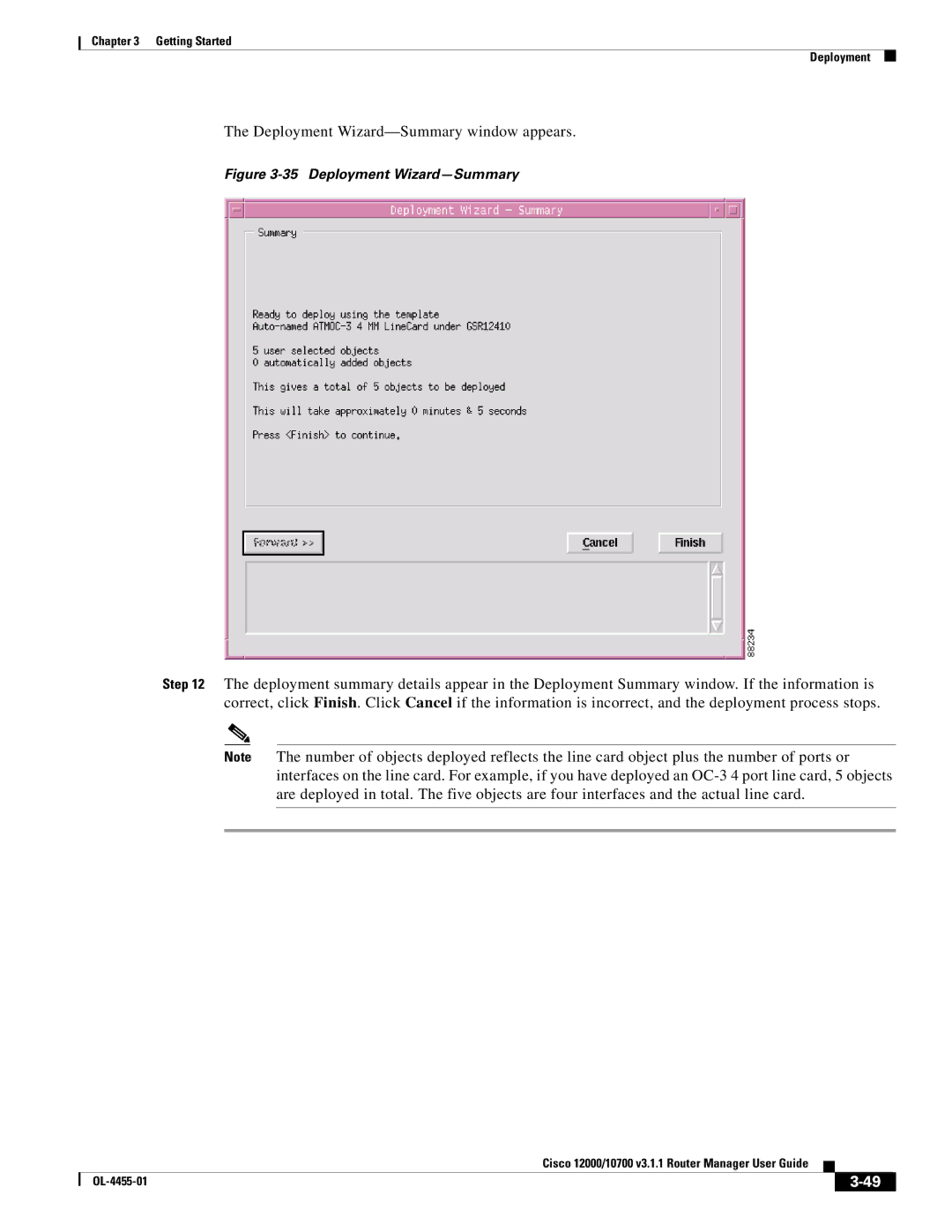 Cisco Systems 12000, 10720 manual Deployment Wizard-Summary window appears 