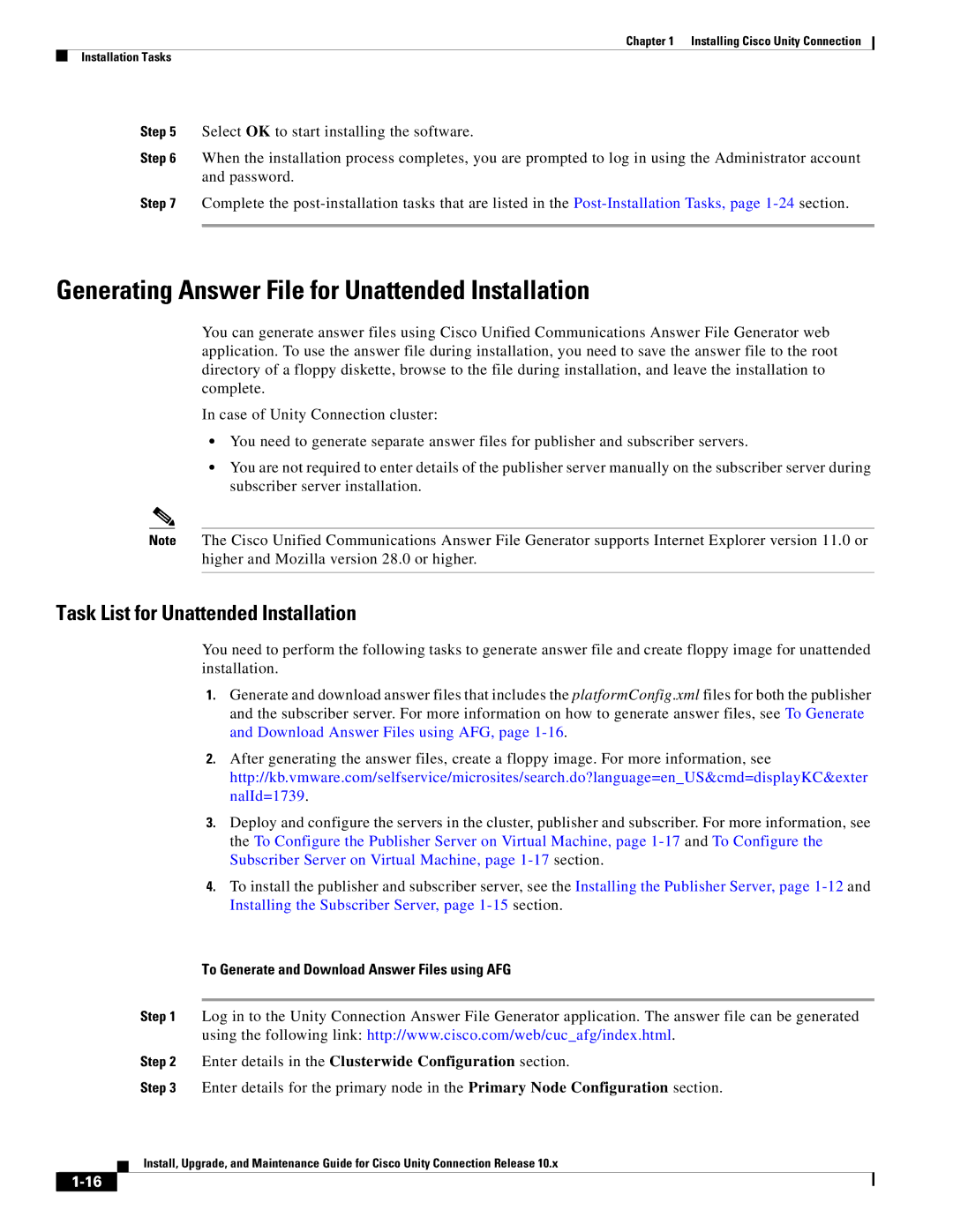 Cisco Systems 10.x manual Generating Answer File for Unattended Installation, Task List for Unattended Installation 