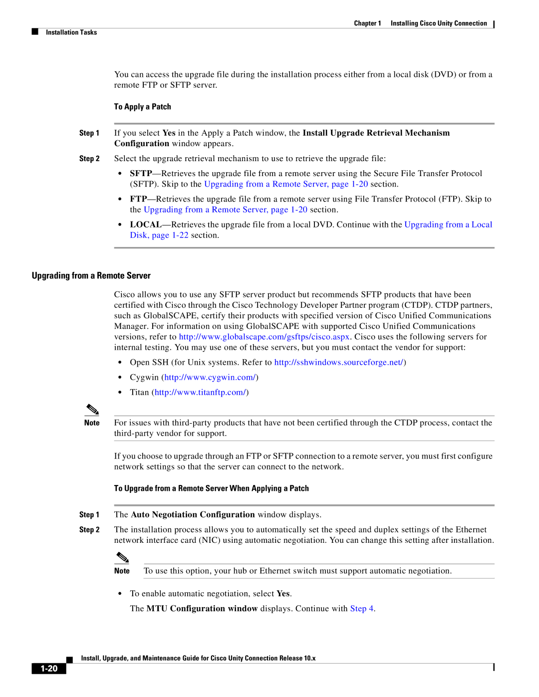 Cisco Systems 10.x manual To Apply a Patch, To Upgrade from a Remote Server When Applying a Patch 