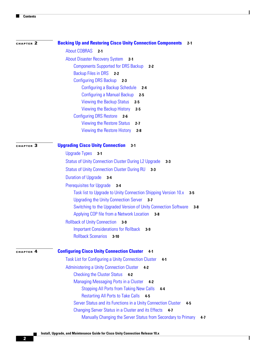 Cisco Systems 10.x manual Rollback of Unity Connection 