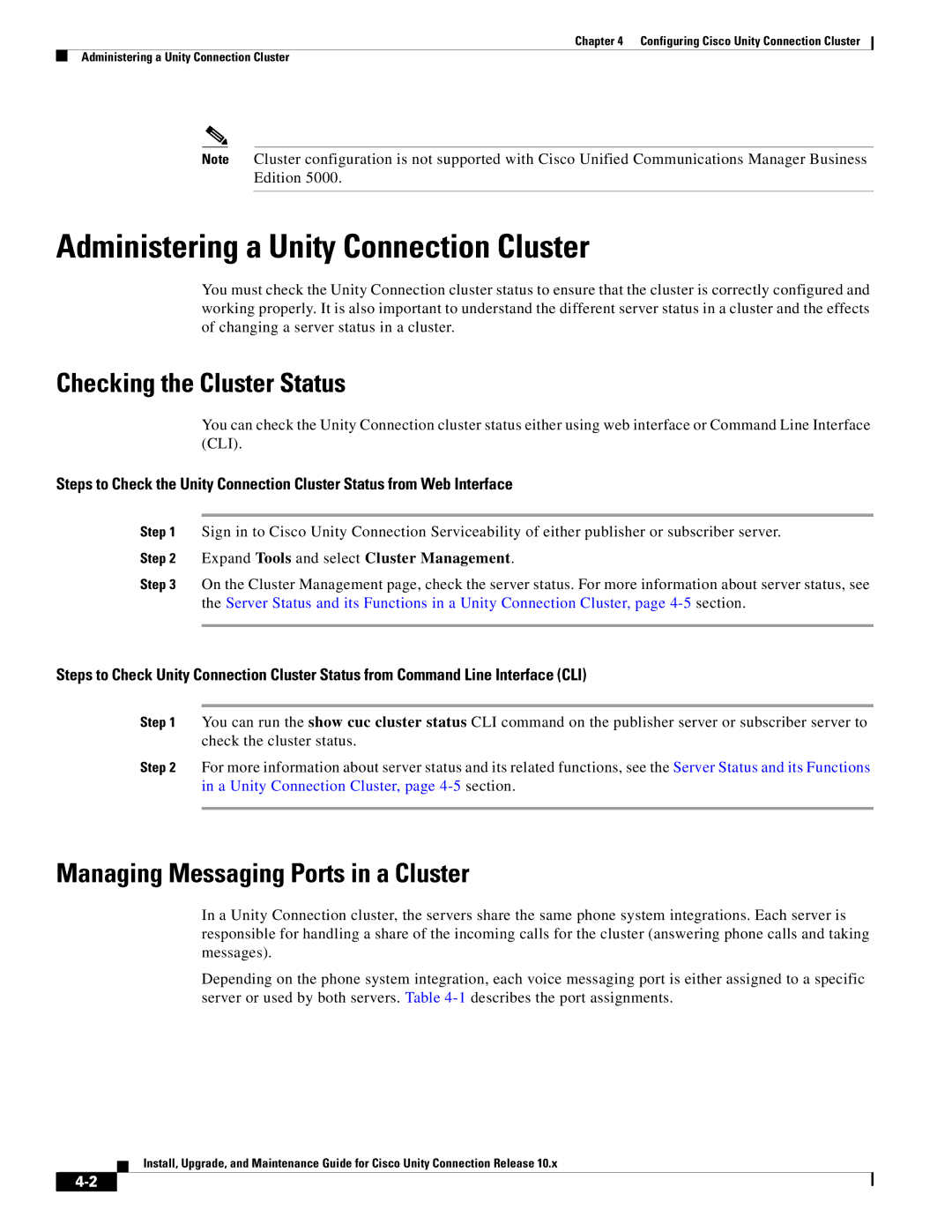 Cisco Systems 10.x manual Administering a Unity Connection Cluster, Checking the Cluster Status 