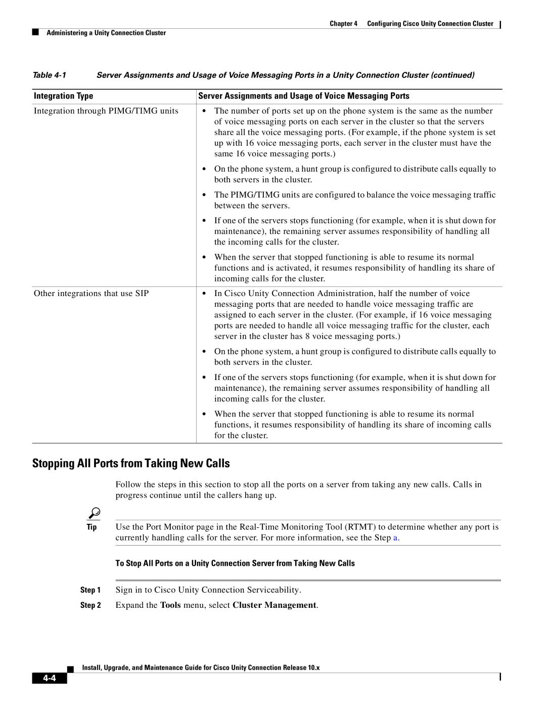 Cisco Systems 10.x manual Stopping All Ports from Taking New Calls 