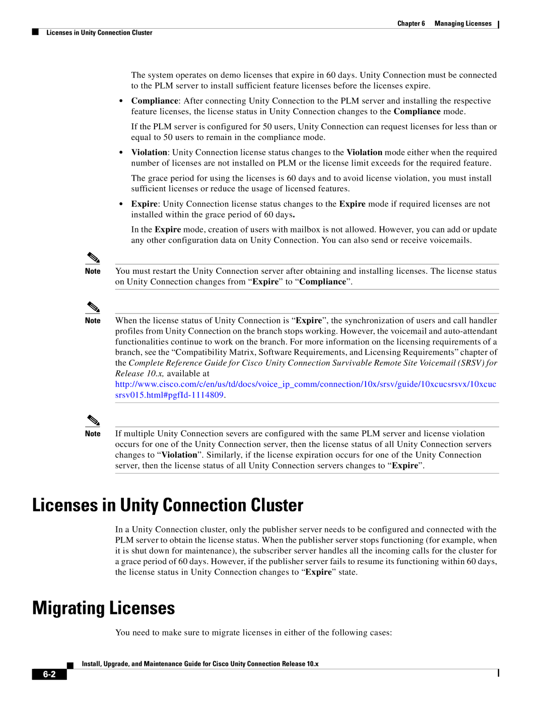 Cisco Systems 10.x manual Licenses in Unity Connection Cluster, Migrating Licenses 