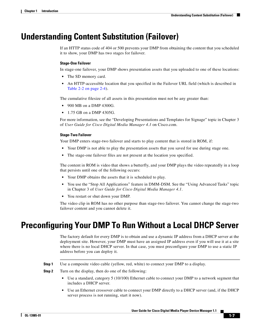 Cisco Systems 1.1 manual Understanding Content Substitution Failover, Stage-One Failover, Stage-Two Failover 