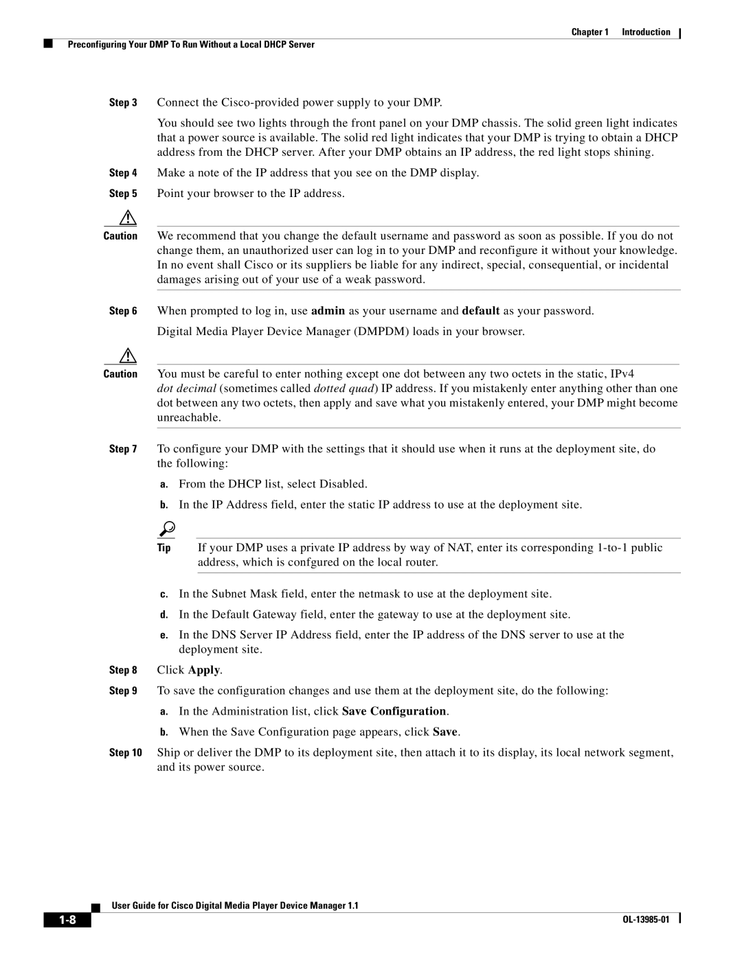 Cisco Systems 1.1 manual Click Apply 