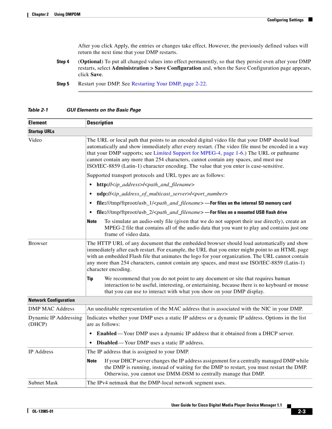 Cisco Systems 1.1 manual Element Description, Udp//ipaddressofmulticastserver/portnumber 