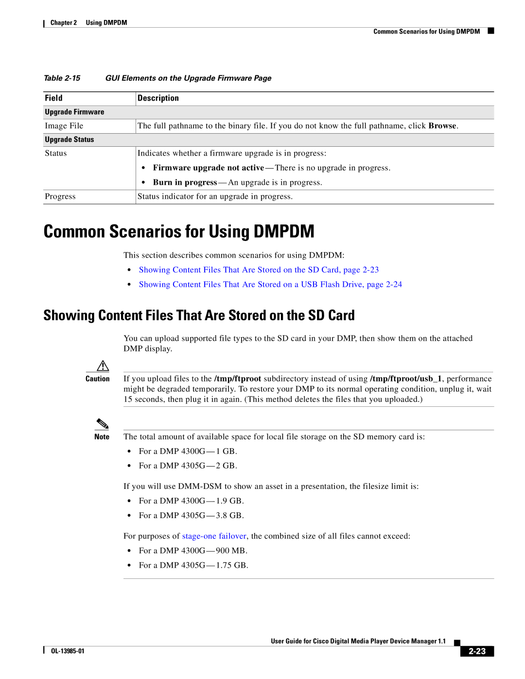 Cisco Systems 1.1 manual Common Scenarios for Using Dmpdm, Showing Content Files That Are Stored on the SD Card 