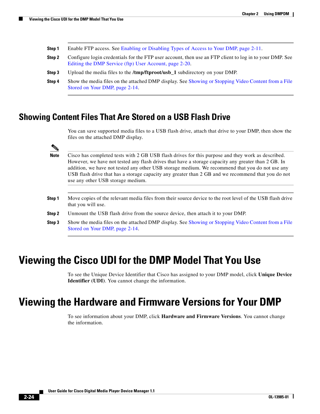 Cisco Systems 1.1 manual Viewing the Cisco UDI for the DMP Model That You Use 