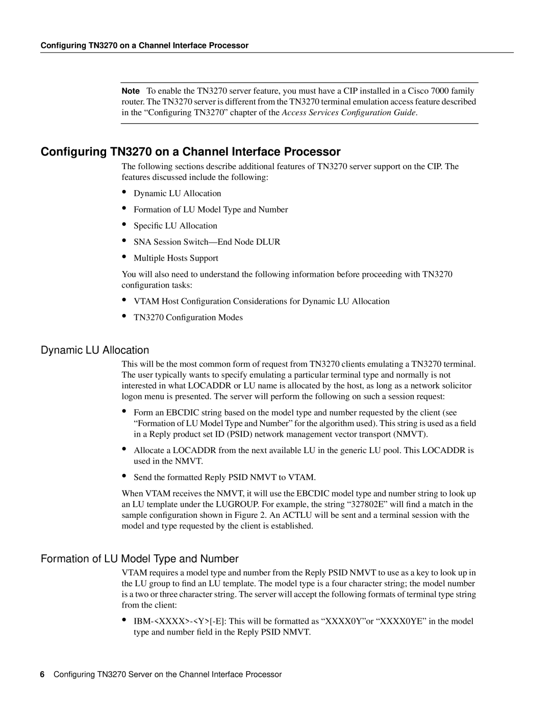 Cisco Systems 11.0 BT manual Conﬁguring TN3270 on a Channel Interface Processor, Dynamic LU Allocation 