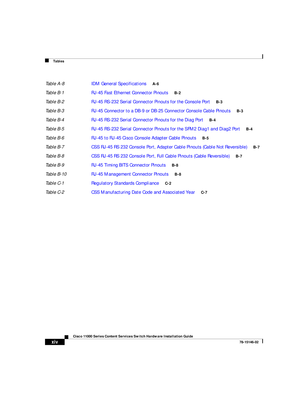 Cisco Systems 11000 Series manual IDM General Specifications A-6 