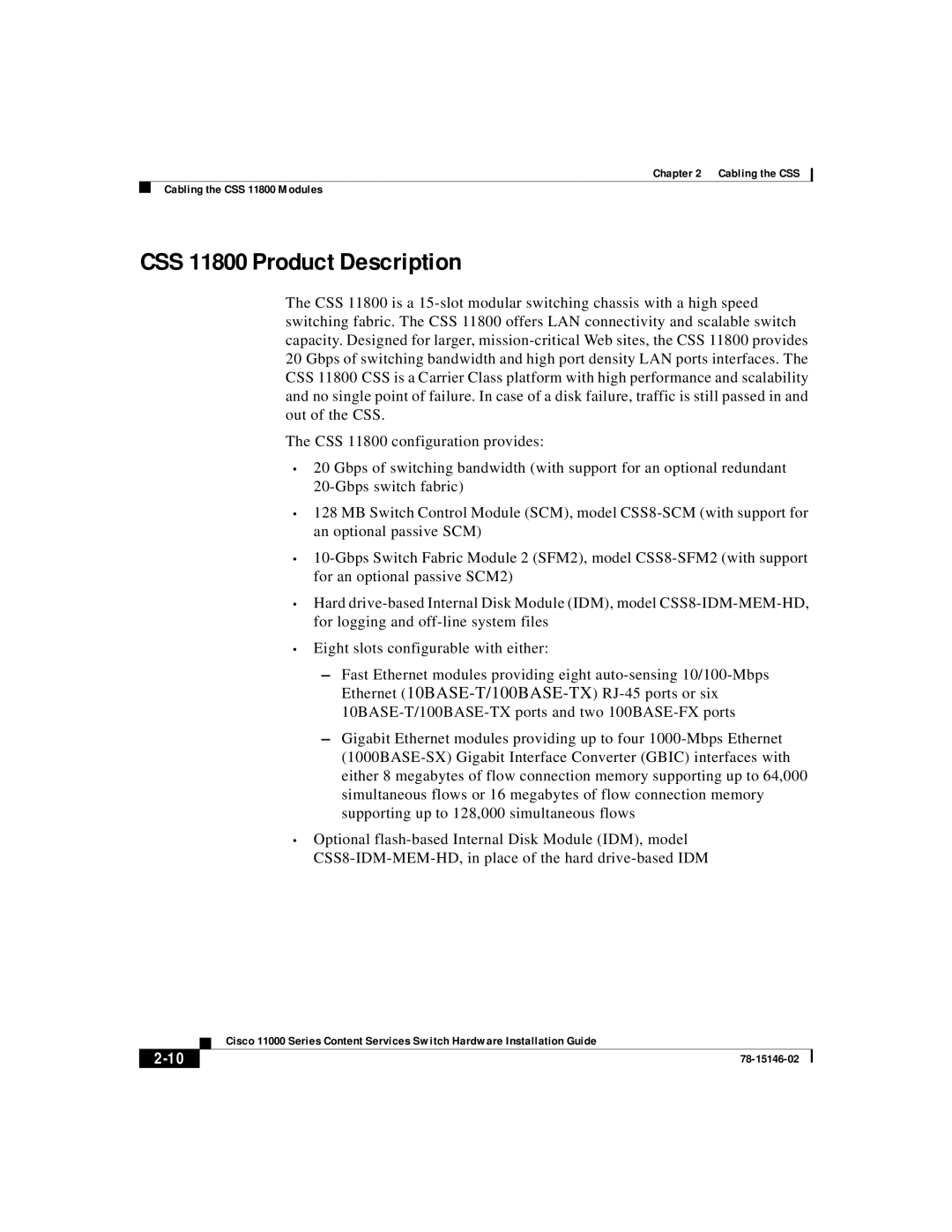 Cisco Systems 11000 Series manual CSS 11800 Product Description 