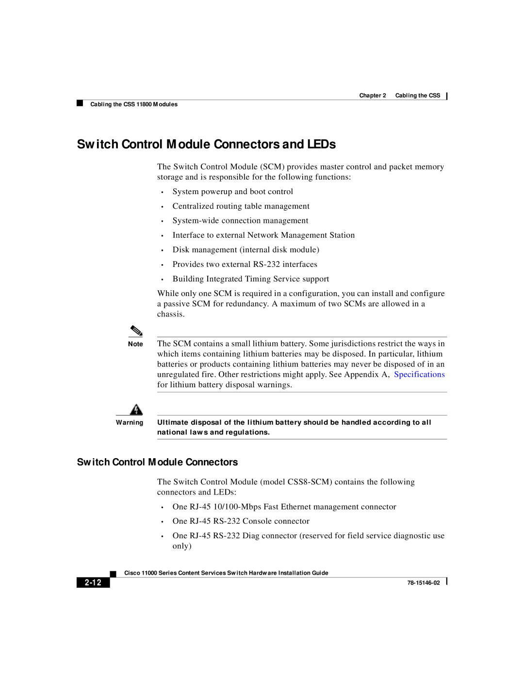 Cisco Systems 11000 Series manual Switch Control Module Connectors and LEDs 