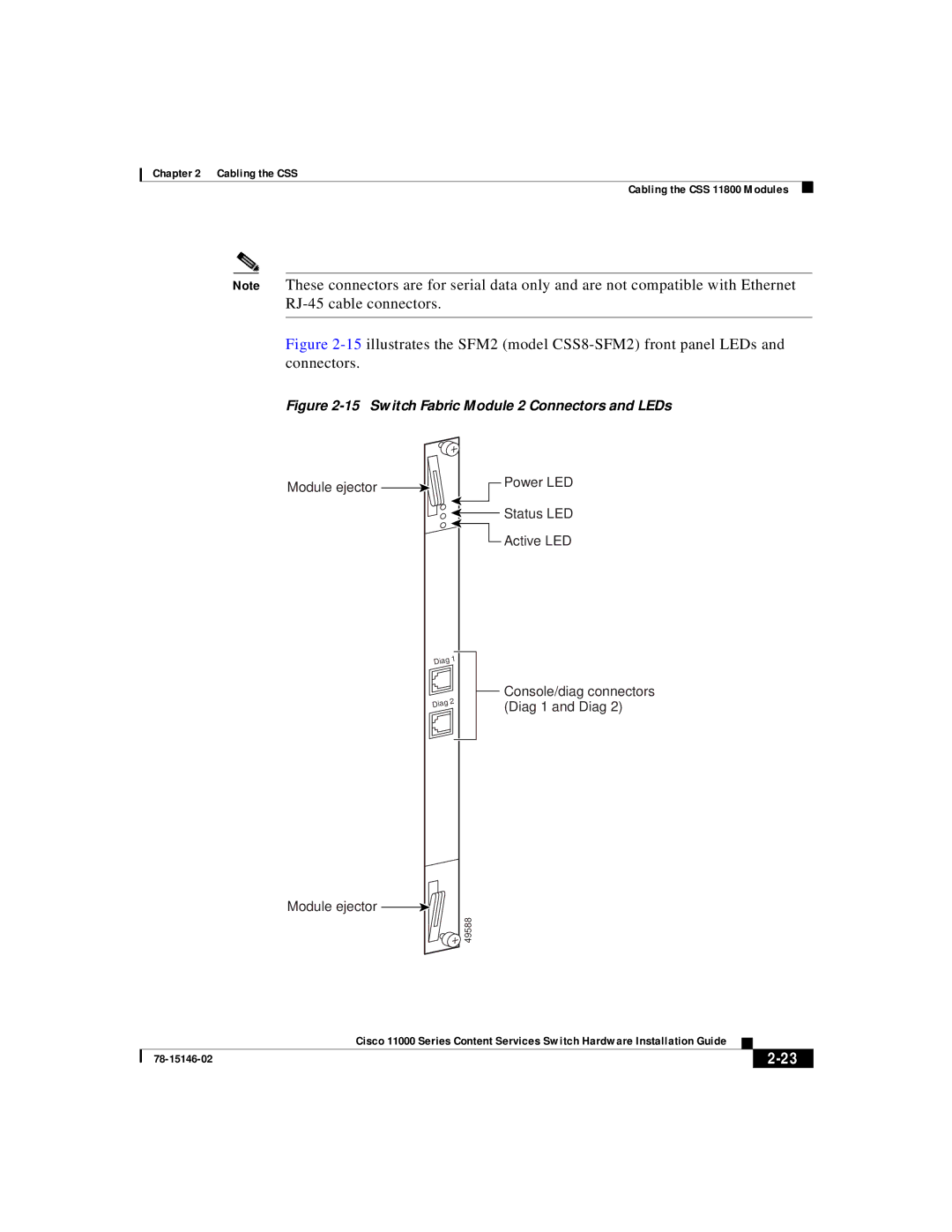 Cisco Systems 11000 Series manual Module ejector Power LED Status LED Active LED 