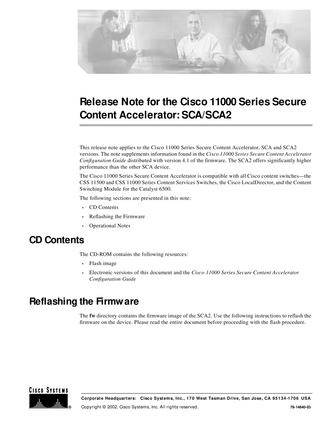 Cisco Systems 11000 manual CD Contents, Reflashing the Firmware 