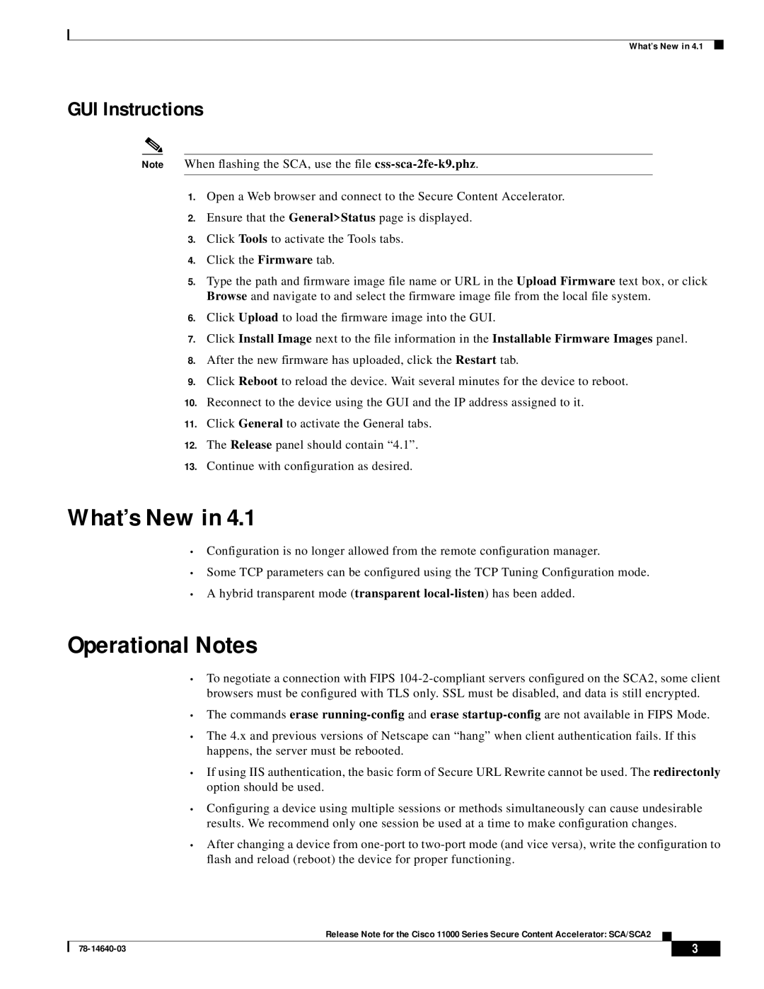 Cisco Systems 11000 manual What’s New, Operational Notes, GUI Instructions 