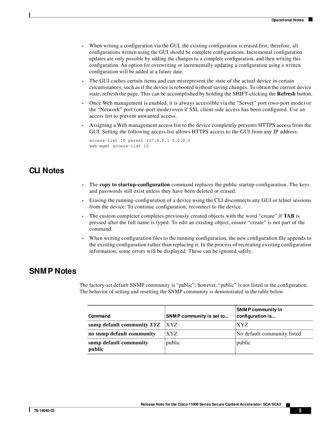 Cisco Systems 11000 manual CLI Notes, Snmp Notes 