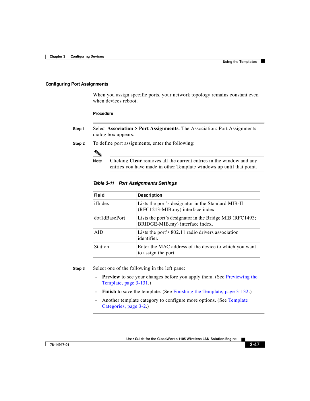 Cisco Systems 1105 manual Configuring Port Assignments, Lists the port’s 802.11 radio drivers association, Identifier 