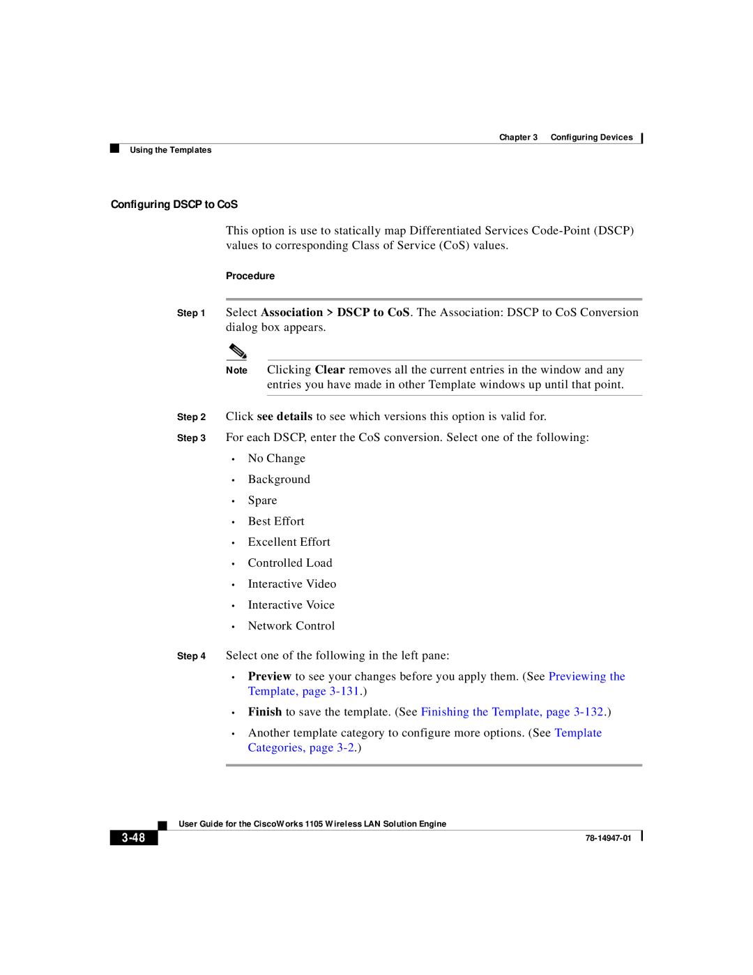 Cisco Systems 1105 manual Configuring Dscp to CoS 