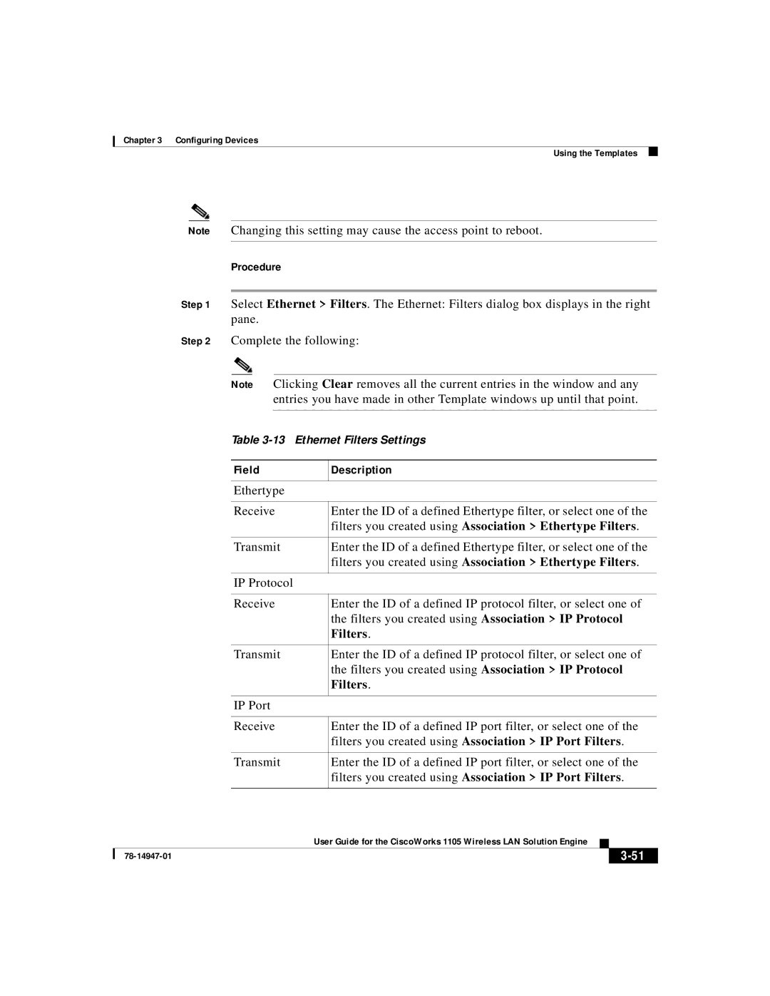 Cisco Systems 1105 manual Filters you created using Association Ethertype Filters 