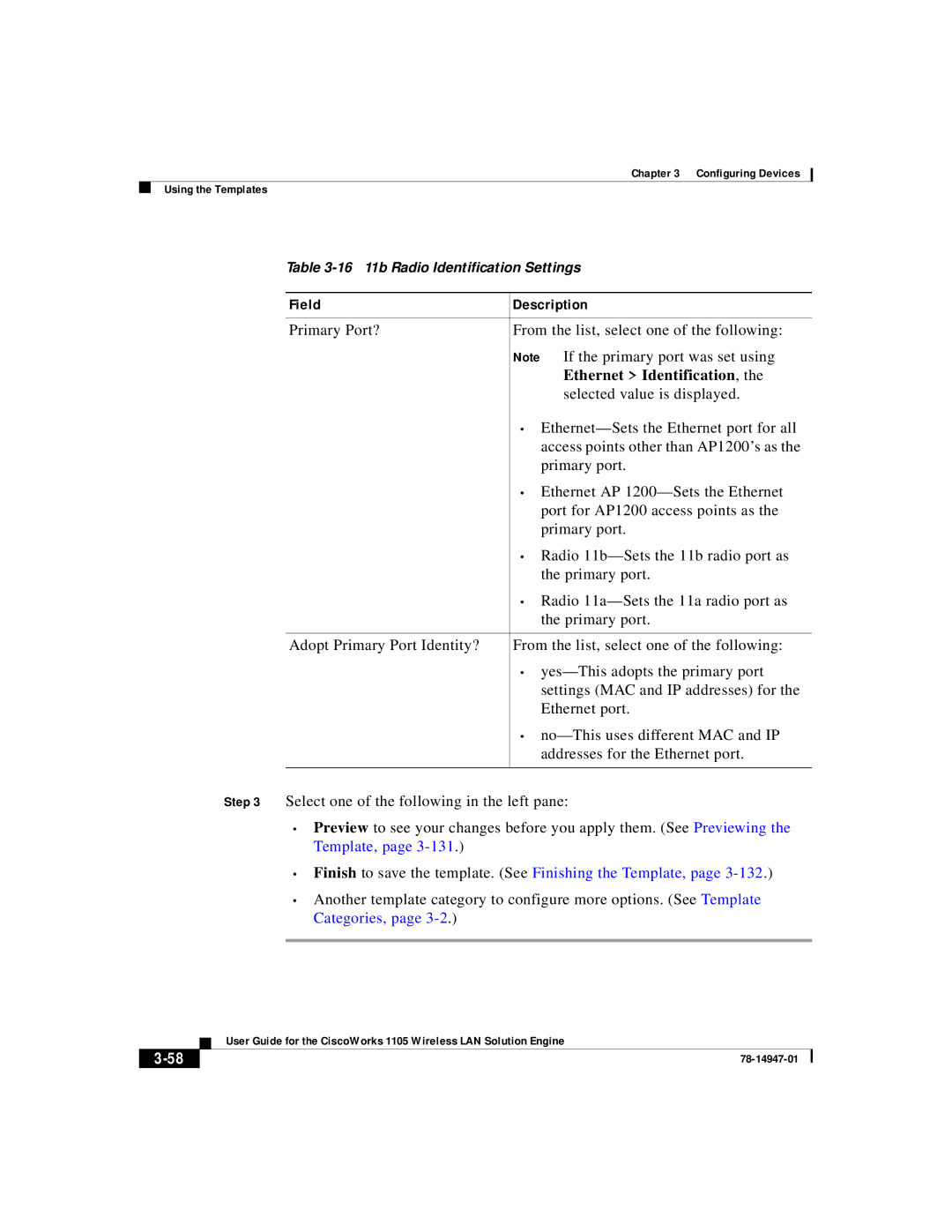 Cisco Systems 1105 manual Primary Port? From the list, select one of the following, Ethernet Identification 