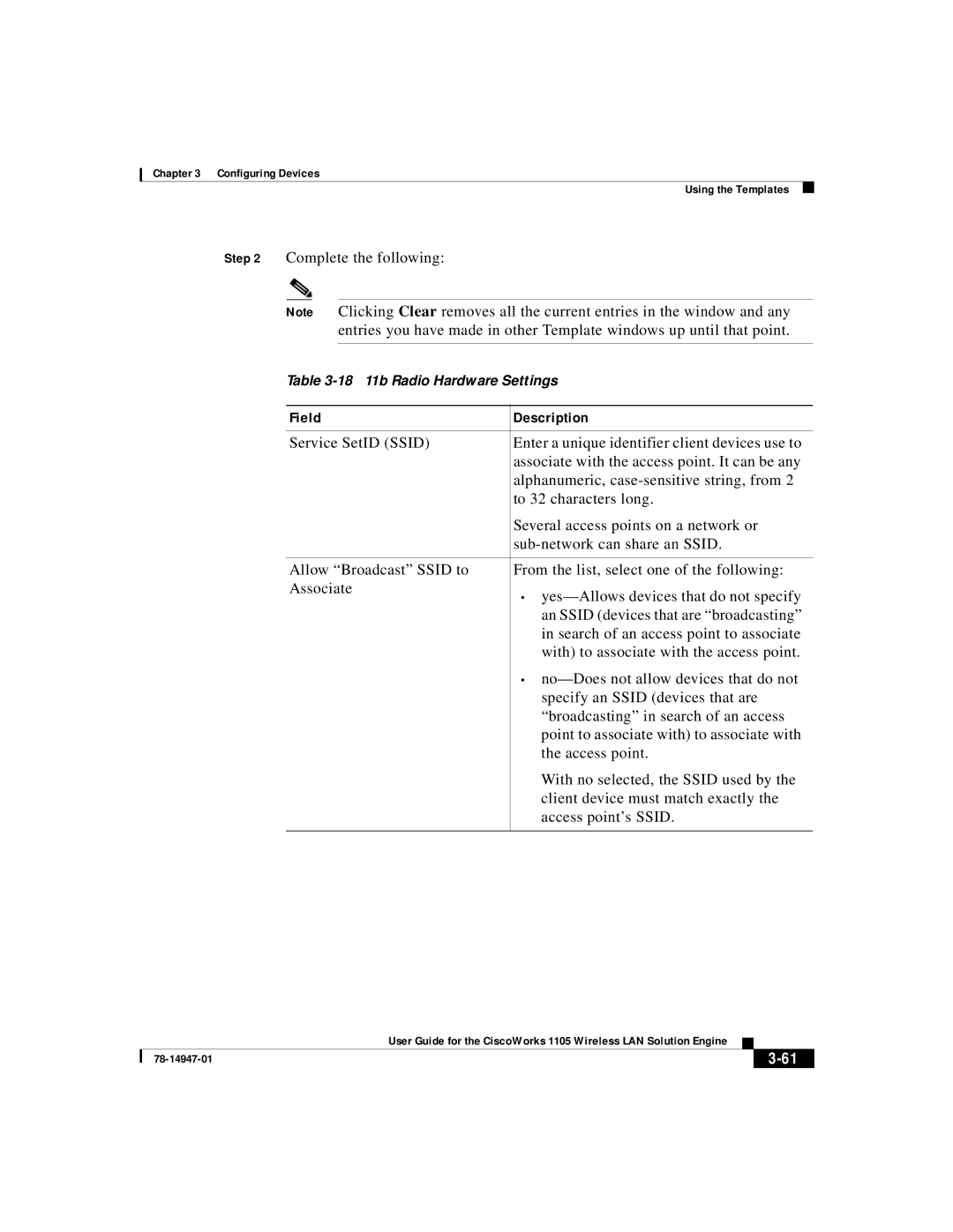 Cisco Systems 1105 manual 18 11b Radio Hardware Settings 