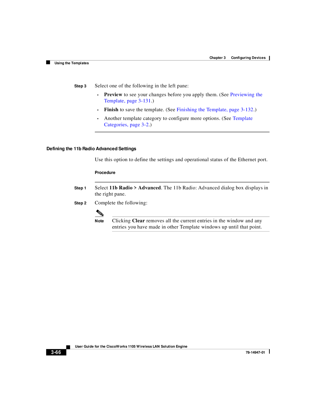 Cisco Systems 1105 manual Defining the 11b Radio Advanced Settings, Finish to save the template. See Finishing the Template 