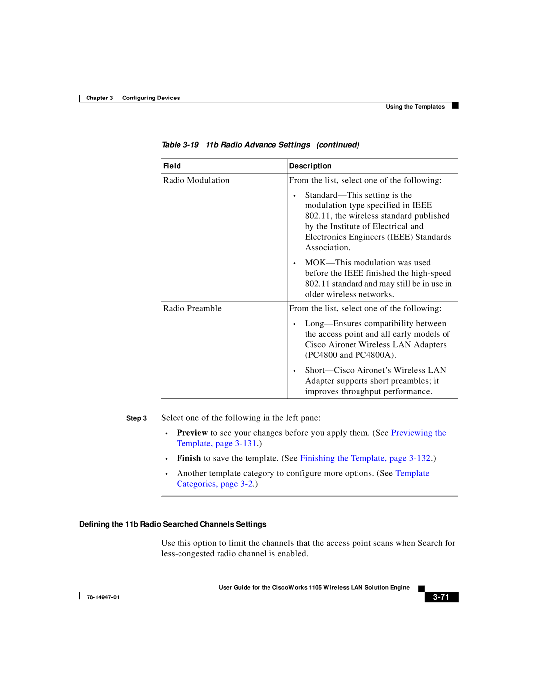 Cisco Systems 1105 manual Defining the 11b Radio Searched Channels Settings 