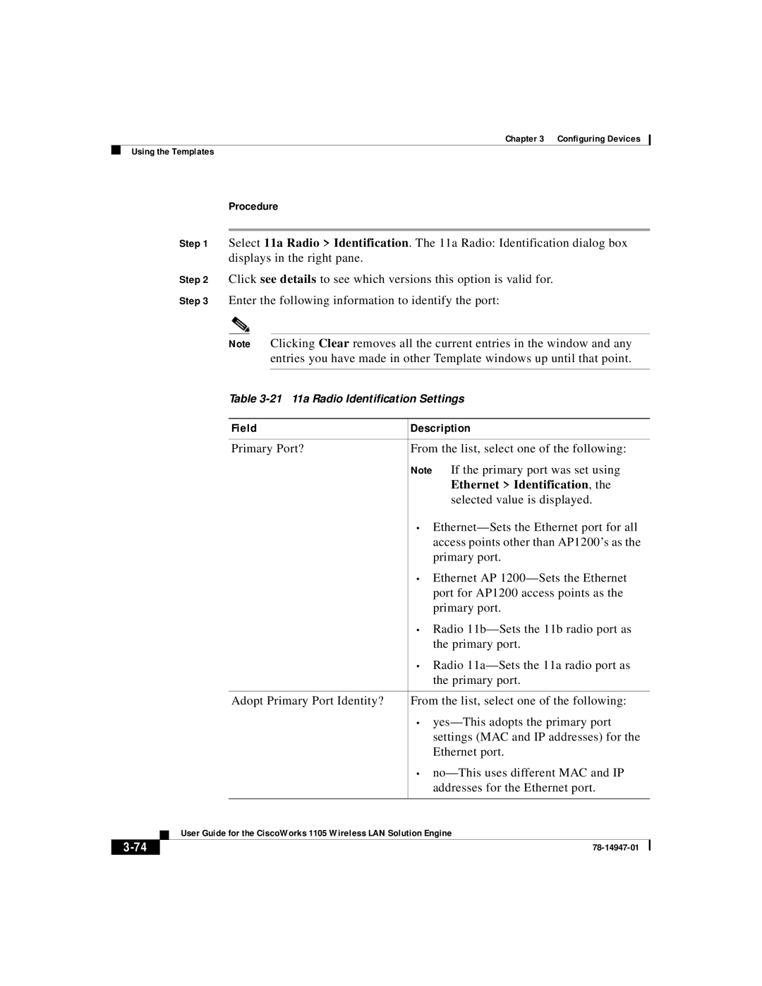 Cisco Systems 1105 manual Primary Port? From the list, select one of the following, Ethernet Identification 