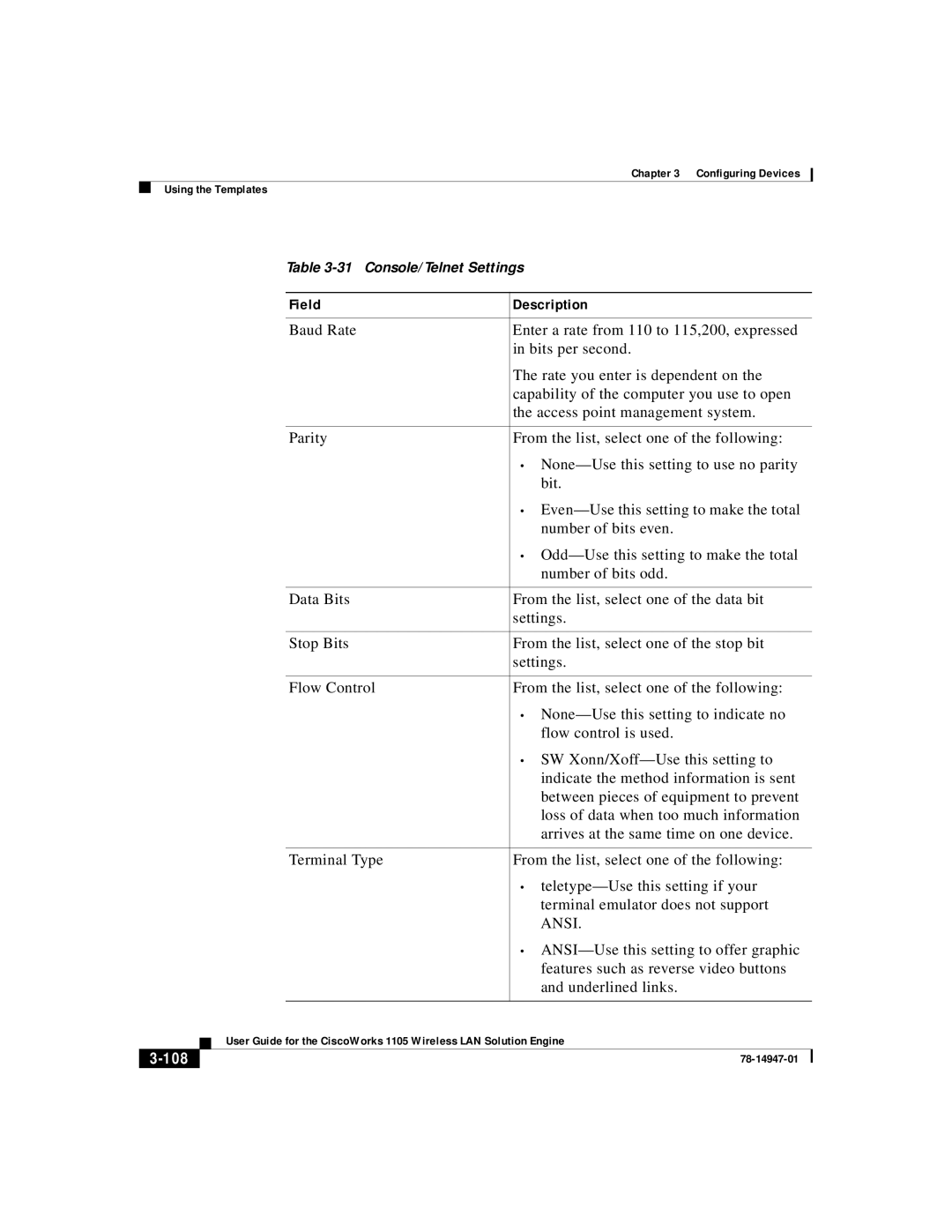 Cisco Systems 1105 ANSI-Use this setting to offer graphic, Features such as reverse video buttons, Underlined links, 108 