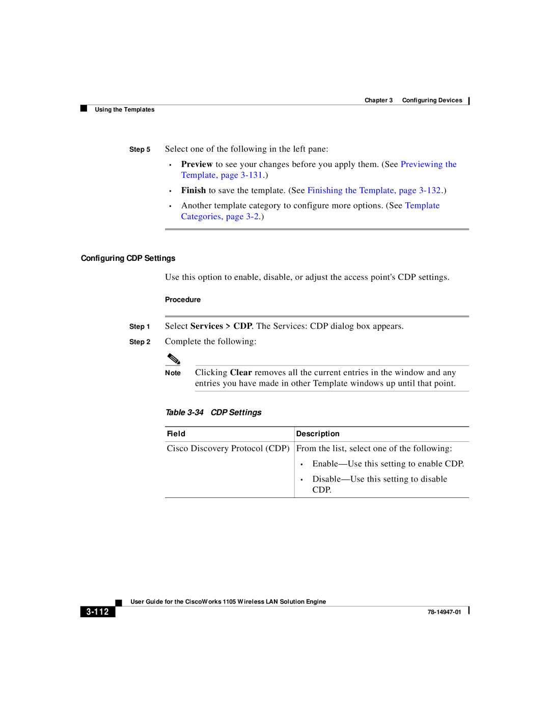 Cisco Systems 1105 manual Configuring CDP Settings, 112 