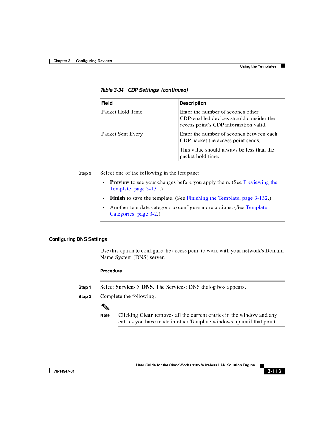 Cisco Systems 1105 manual Configuring DNS Settings, 113 