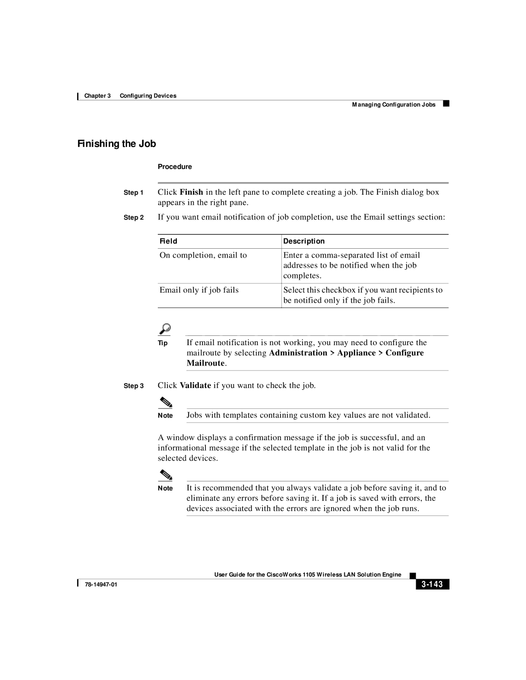 Cisco Systems 1105 manual Finishing the Job, 143 