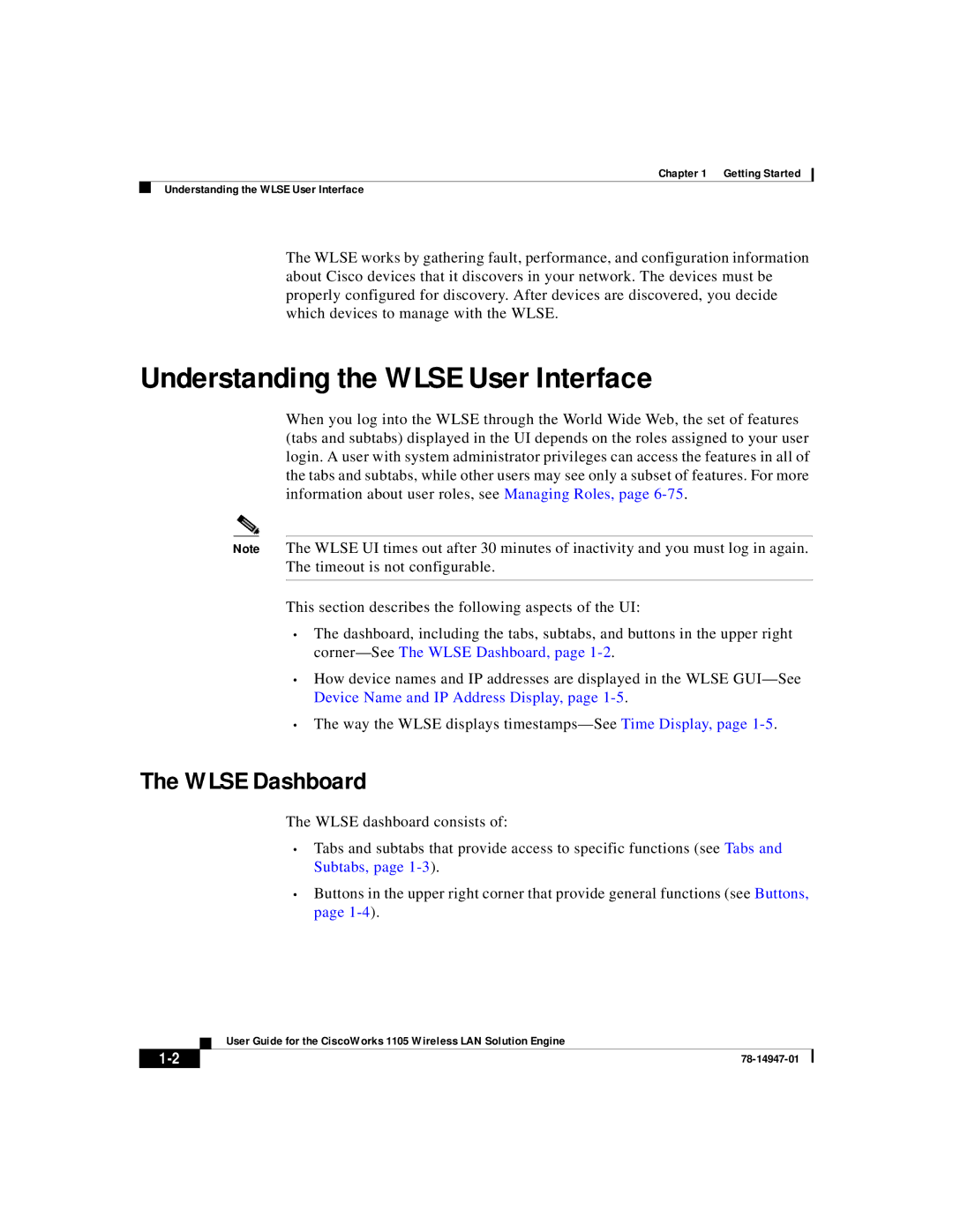 Cisco Systems 1105 manual Understanding the Wlse User Interface, Wlse Dashboard 