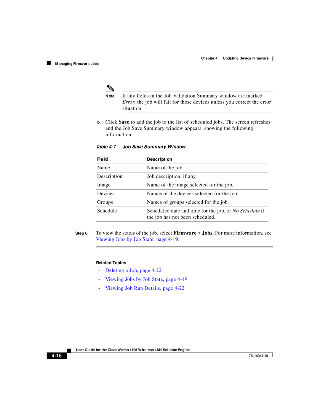 Cisco Systems 1105 manual Job Save Summary Window 