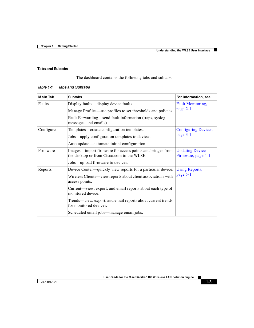 Cisco Systems 1105 manual Tabs and Subtabs, Main Tab Subtabs 