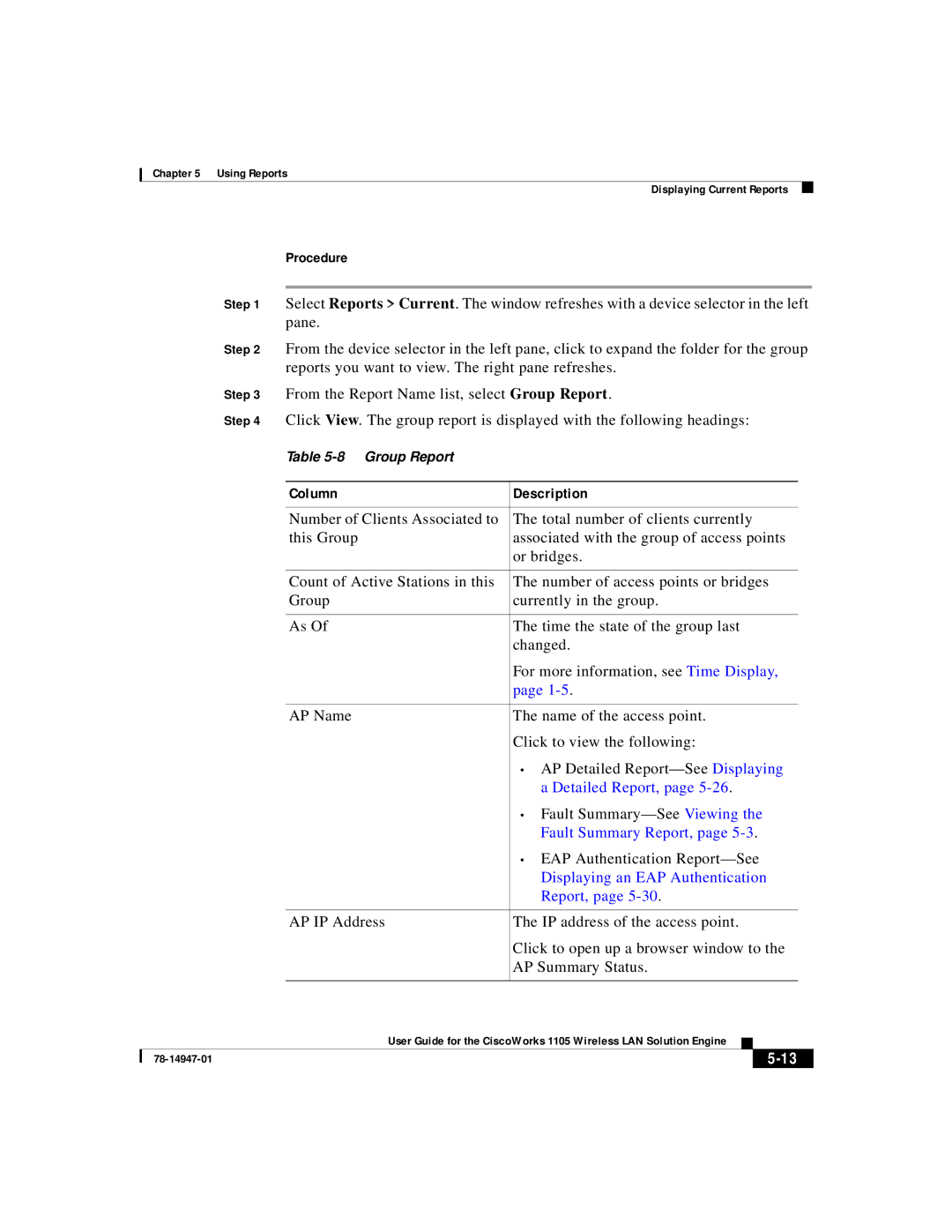 Cisco Systems 1105 manual Detailed Report, Fault Summary Report, Displaying an EAP Authentication 