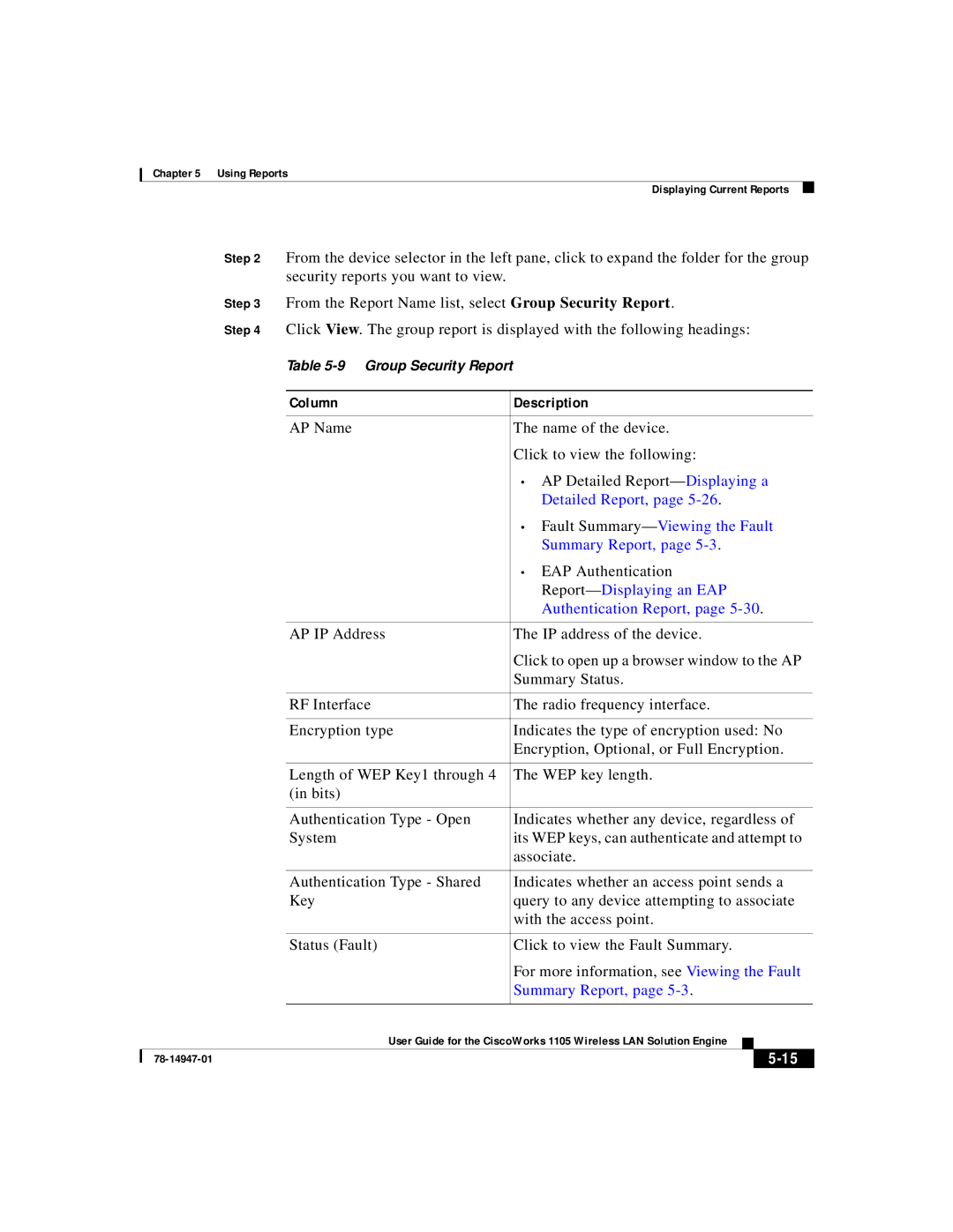 Cisco Systems 1105 manual Fault Summary-Viewing the Fault, Summary Report, Report-Displaying an EAP, Authentication Report 