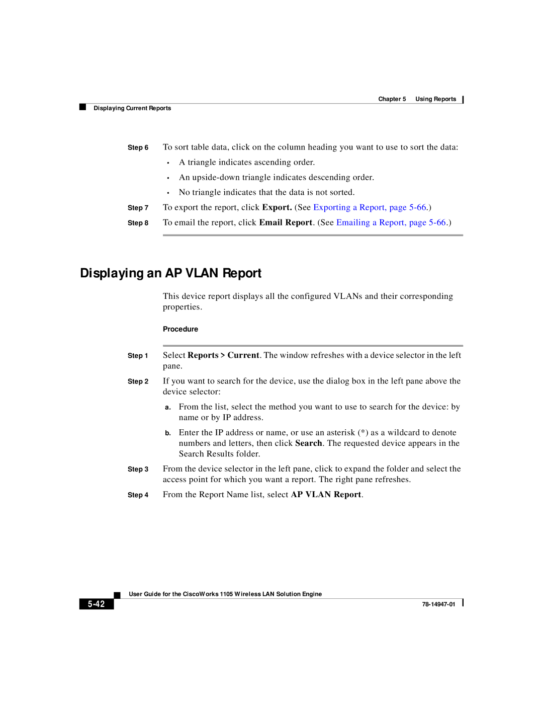 Cisco Systems 1105 manual Displaying an AP Vlan Report 