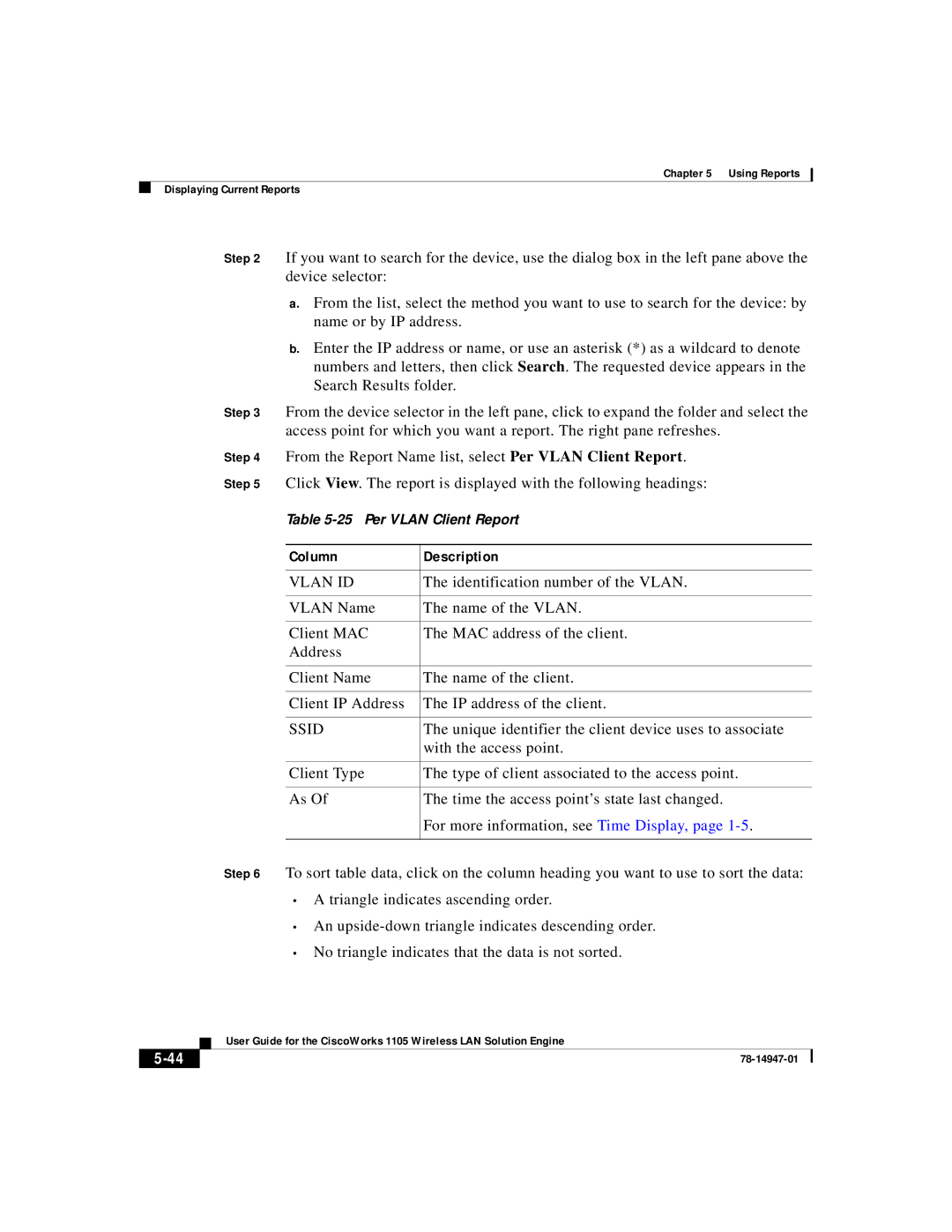 Cisco Systems 1105 manual Per Vlan Client Report 