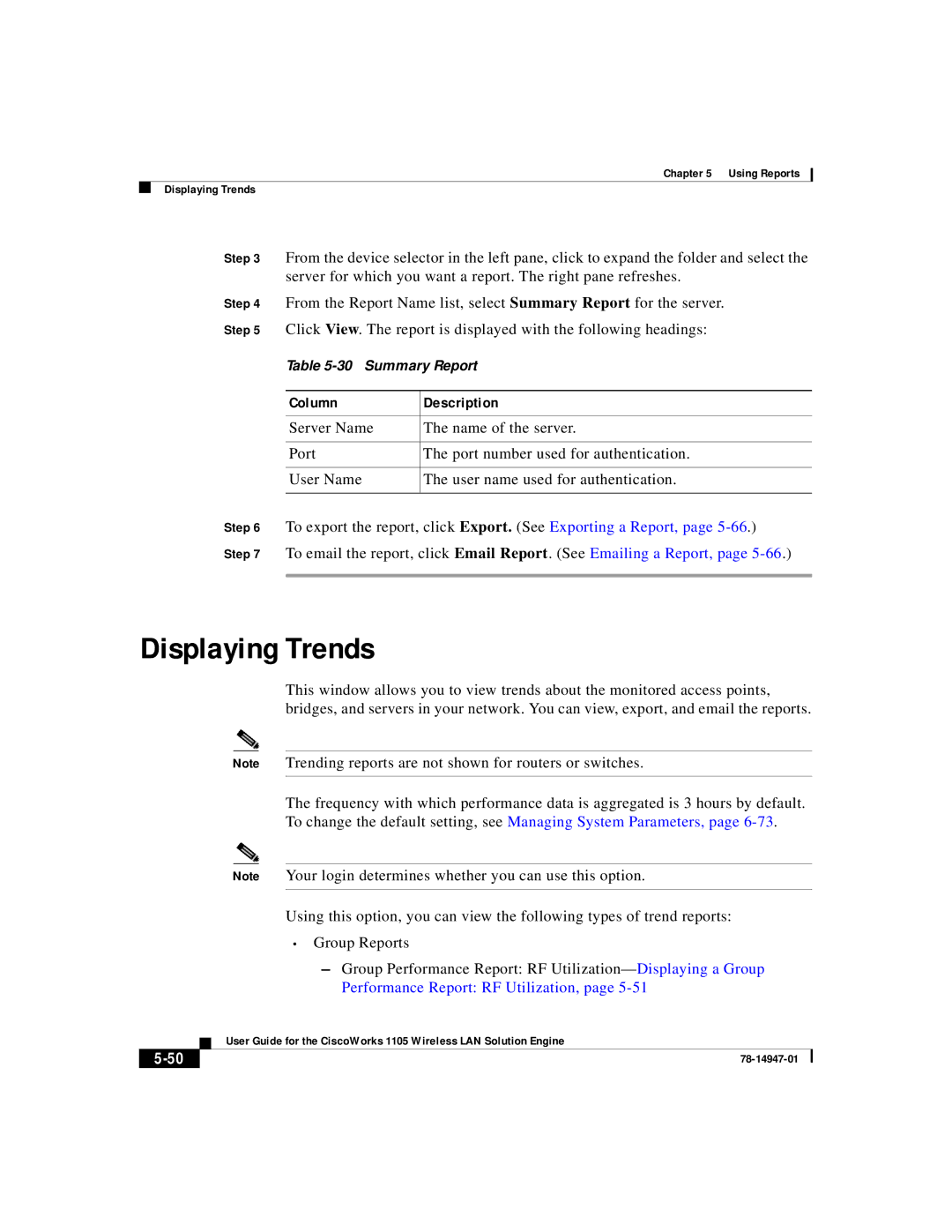 Cisco Systems 1105 manual Displaying Trends, Performance Report RF Utilization 