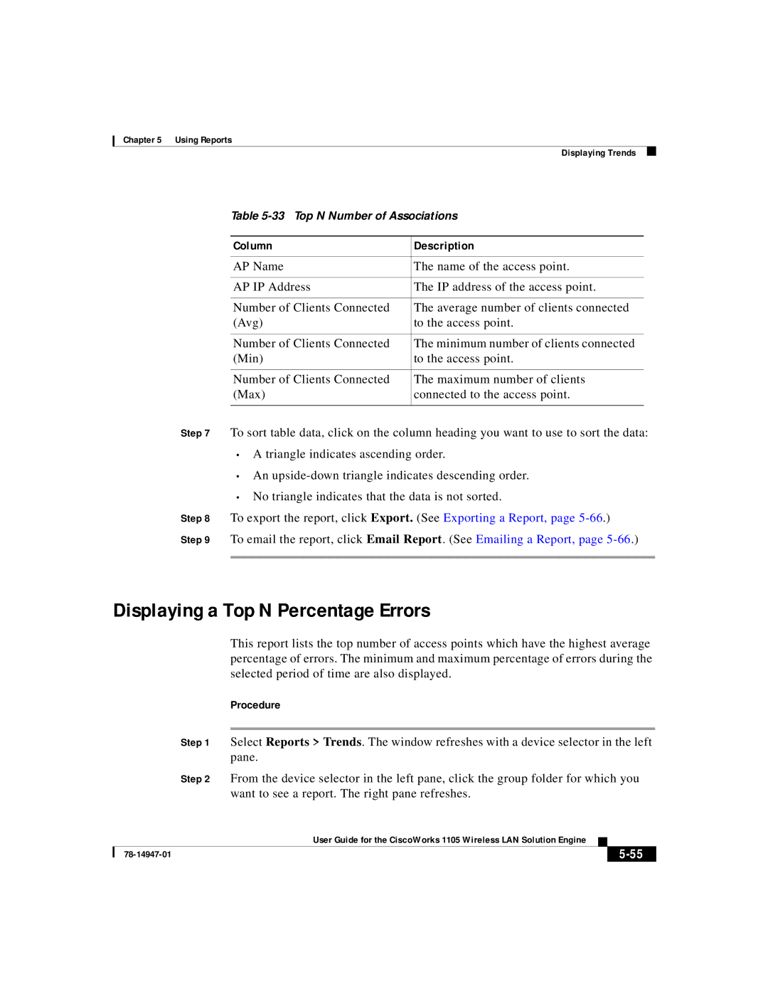 Cisco Systems 1105 manual Displaying a Top N Percentage Errors 